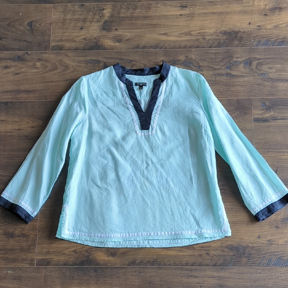 Talbots Light Ice Blue Linen Tunic - Picture 3 of 17